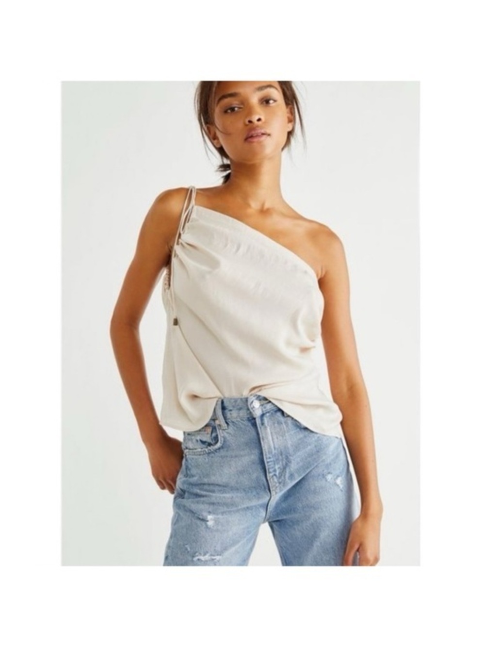Free People Hattie Silky Tunic Top White Size XL Convertible Tank Top